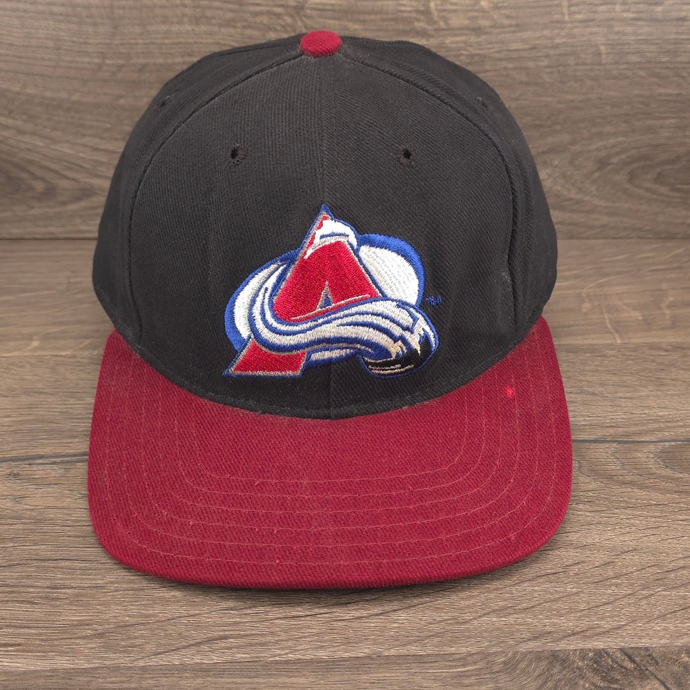 VINTAGE Colorado Avalanche Hat Cap 7 3/4 Mens Black NHL Hockey Annco Made In USA